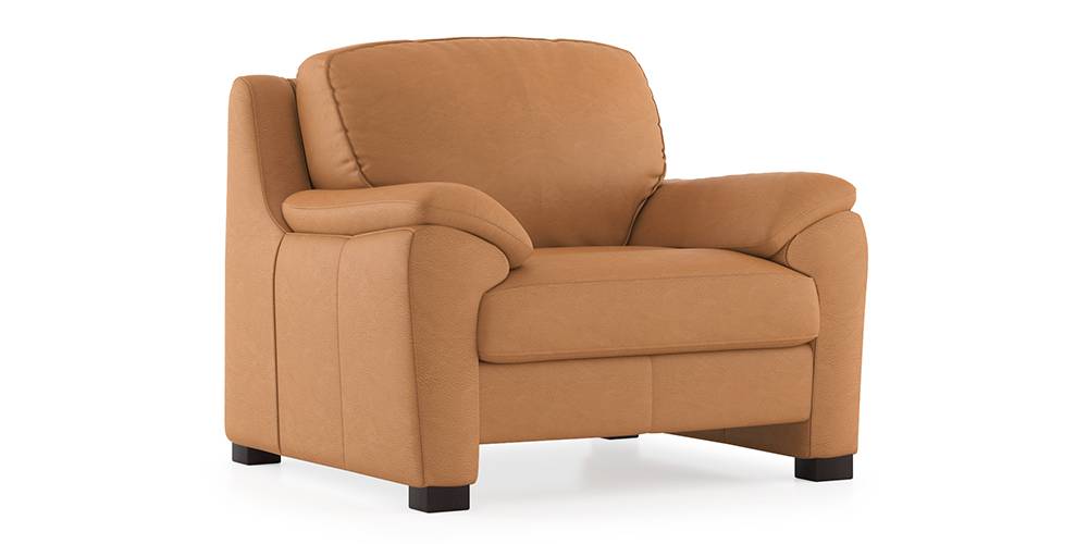 Farina Half Leather Sofa (Mustard Italian Leather)